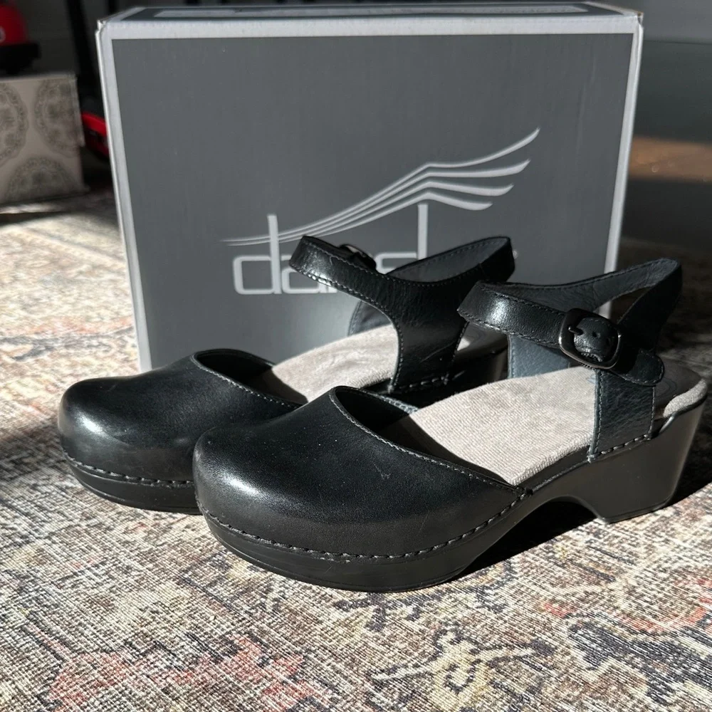 Dansko Black Leather Mules size 36 US 5.5-6 NEW with original box - Picture 7 of 8